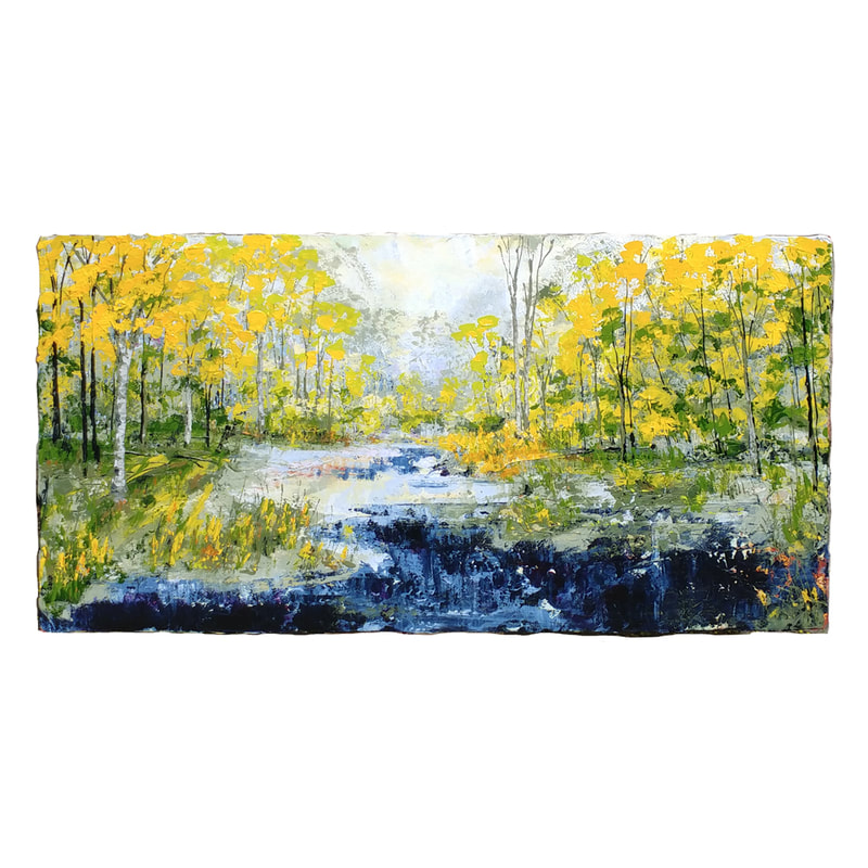 Forest impasto impressionist painting texture Laurentians Montreal Quebec Canada Painter 